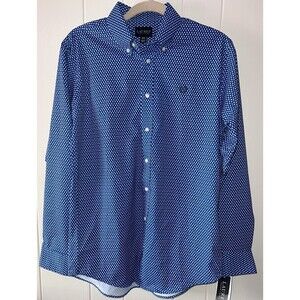 Boys Lauren Ralph Lauren Long Sleeve  Button Down Shirt Blue Print Size 20